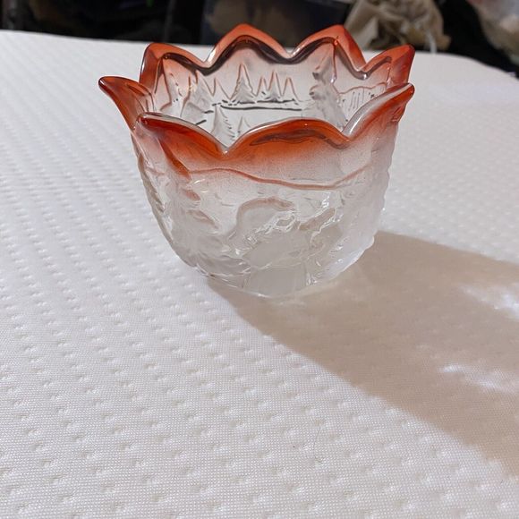 Vtg Mikasa Glass Red to Clear Tulip Christmas Tealight Candle Holder Bowl - Picture 6 of 10